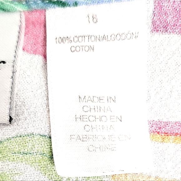 Alfred Dunner Vibrant Tropical Print Cropped and Tied Button Down Women's Top 16 - Picture 9 of 12